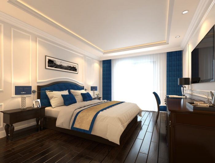 Phòng ngủ rộng rãi và sang trọng tại khách sạn Grand Pearl Minh Châu