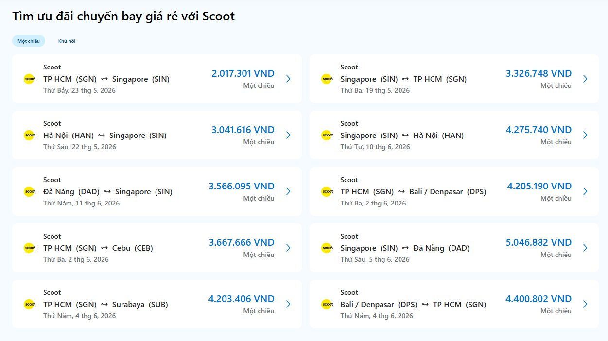 5 mẹo đặt vé máy bay giá rẻ Scoot vi vu khắp Đông Nam Á