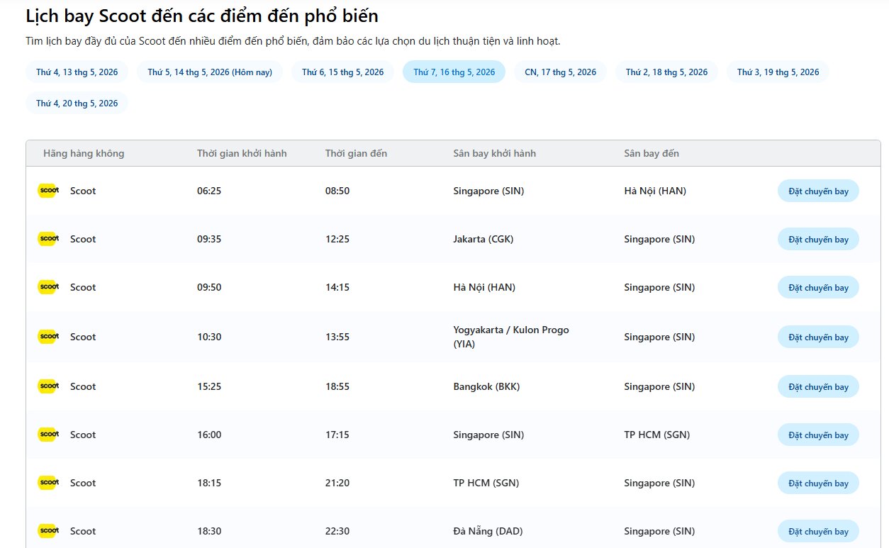 Theo dõi các chương trình ưu đãi của Scoot